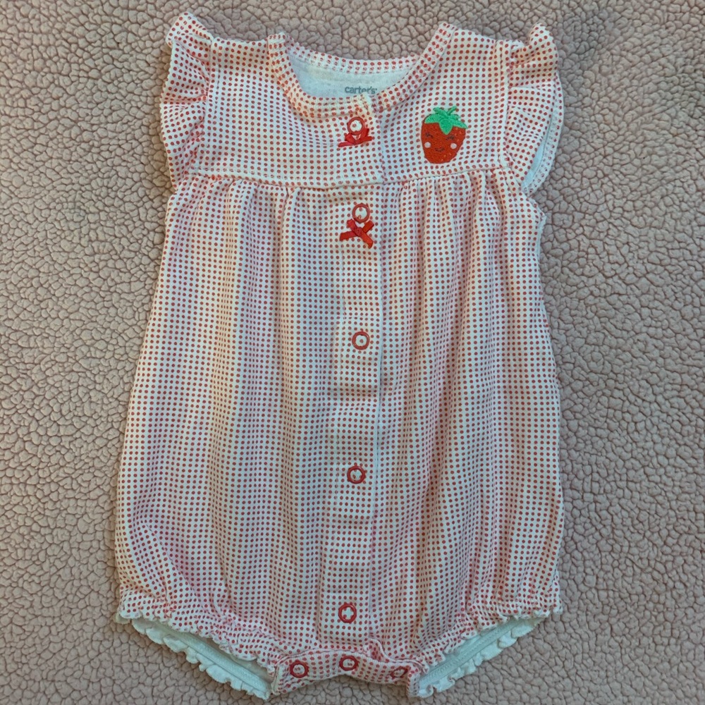 Red Polka Dot with Strawberry on Front and Back
